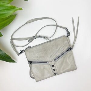 Botkier New York Tan Metallic Legacy Crossbody Leather Studded Zip Bag